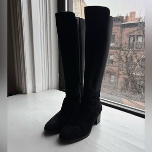 Aquatalia Black Suede Zip-up Knee-High Boots in Size 5